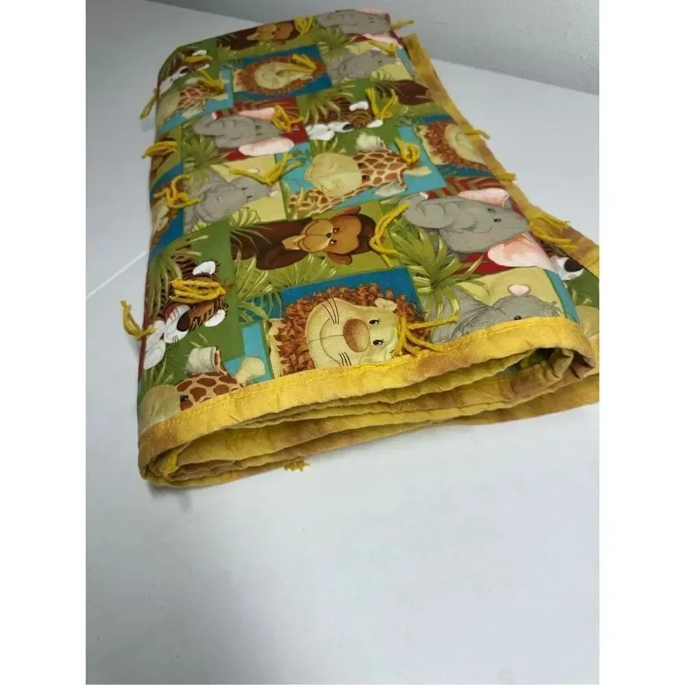 Rare Vintage Zoo Animal Baby Cotton Blanket 52”x 43”